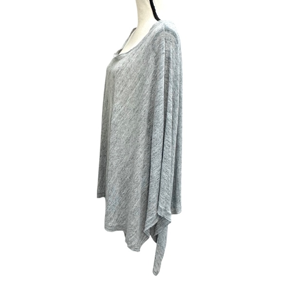 PURE DKNY GRAY MARLED LINEN OPEN SIDES PONCHO TOP - Picture 6 of 10